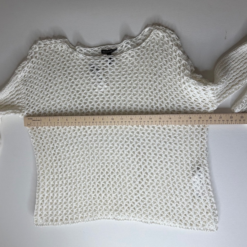 NWT Eileen Fisher Peruvian Organic Cotton Cord Open Knit Bateau Neck Sweater XS - Picture 11 of 13